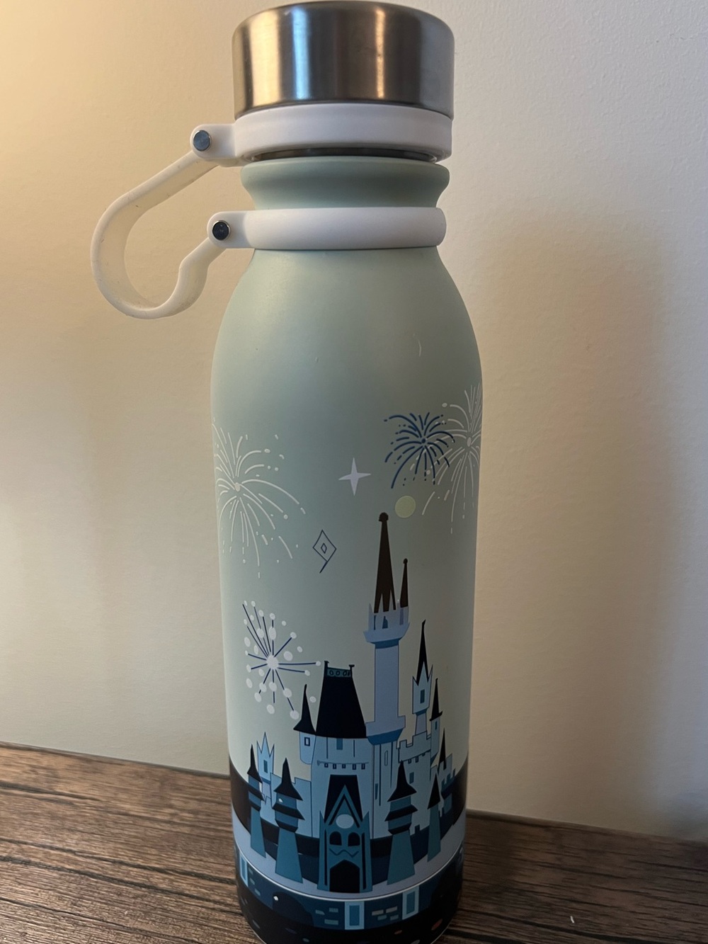 Disney Inspired Cinderella Castle Color Changing Water Bottle White Blue Silver